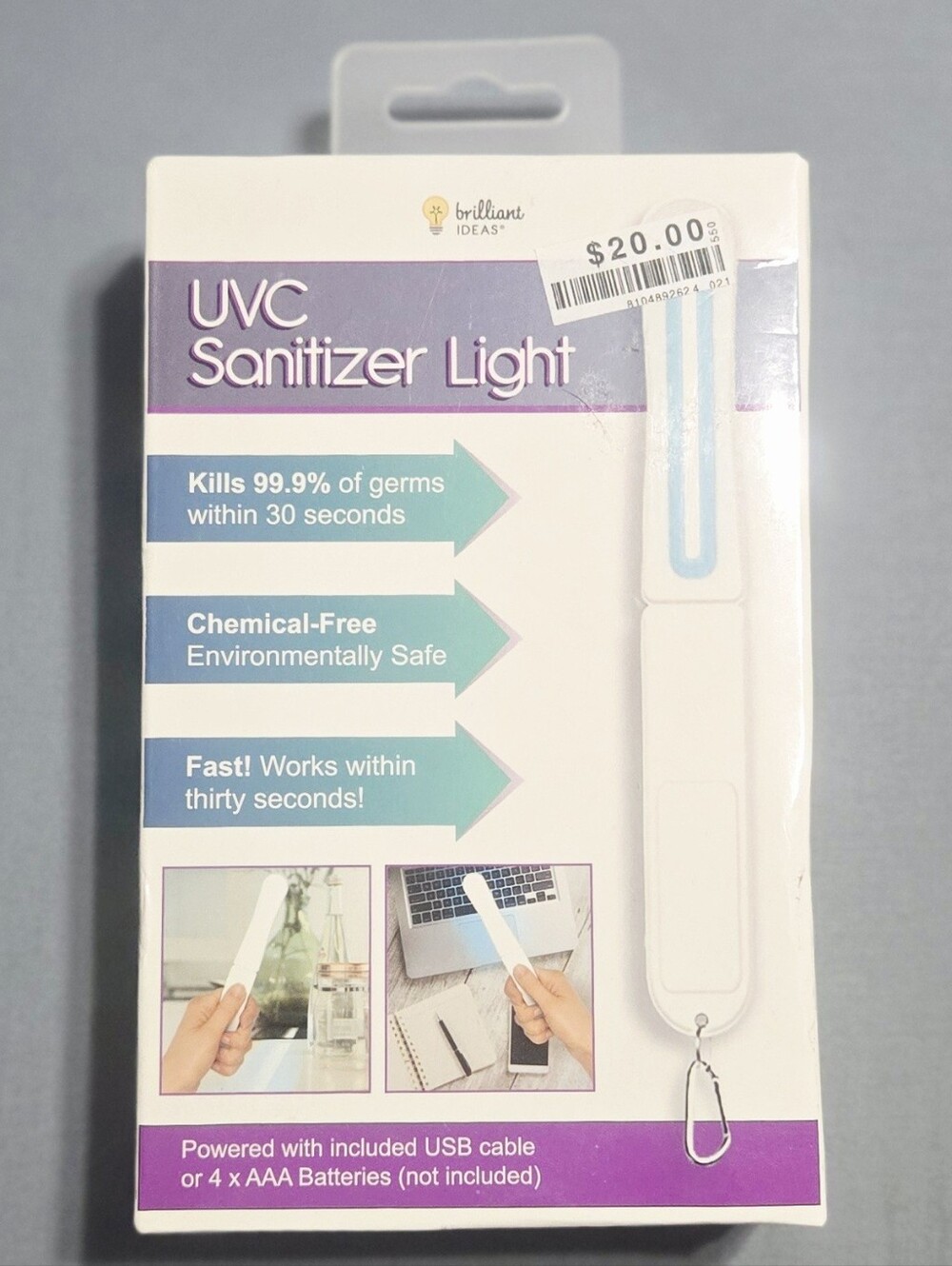 Brilliant Ideas UVC Sanitizer Light - White